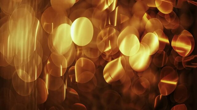Closeup of blurred shiny sparkling gold sequins. Golden sequined fabric texture. Christmas and New Year celebrating. 80s and 90s party style. Textile with paillettes. Luxury retro festive background