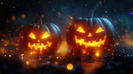 Halloween pumpkin with lights inside