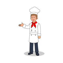 Cartoon Chef Man Pointing Vector