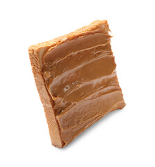 Tasty sandwich with peanut butter isolated on white