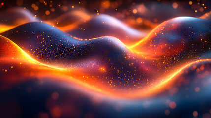 Abstract 3D Background with Glowing Orange and Blue Waves