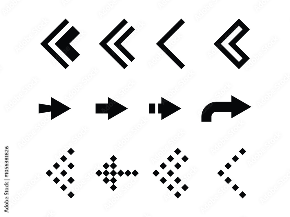 Poster set of vector arrows symbol vector on transparent background