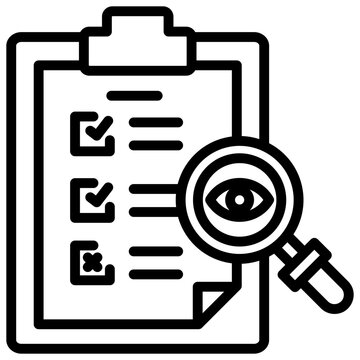 checklist document magnifying glass eye icon clip art preview