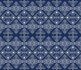 Blue and White Tribal Ethnic Geometric Pattern Vector Background for Textile, Fabric, Seamless, Traditional, Culture, Line Art, Vintage, Craft Design
