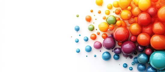 Colorful abstract design featuring glossy spheres in various sizes.