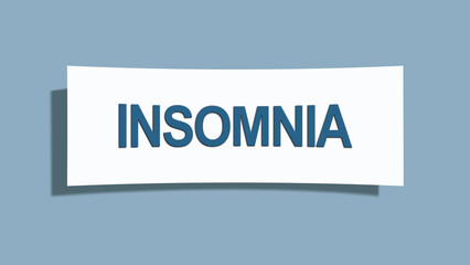 Insomnia. A card isolated on blue background.