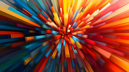 Abstract 3D Illustration of Colorful Rectangular Shapes