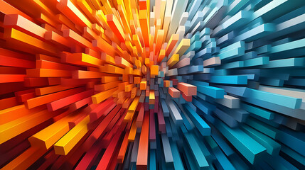 Abstract 3D Background: Orange, Yellow, Blue and Red Geometric Shapes