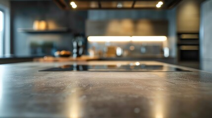 Blurred contemporary kitchen surface for showcasing products