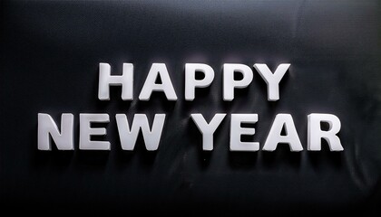シンプルな黒背景に白フォントで描く、スタイリッシュな新年のメッセージ