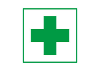 Obraz premium 安全第一 緑色の安全マーク 安全標識 緑十字のイラスト ピクトグラム 