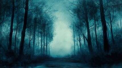Naklejka premium Enchanted Forest Path: A Mystical Landscape Painting