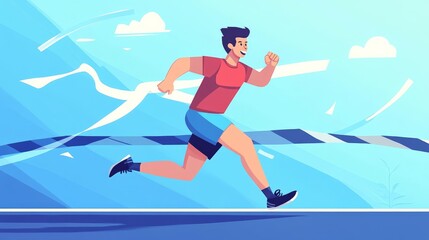 Person Crossing Finish Line with Triumph and Joy