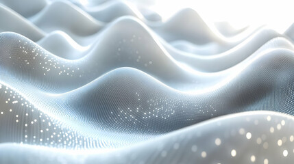 Obraz premium Abstract 3D Background with White Waves and Bokeh Lights