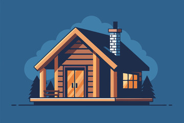 Timber garden sauna building outdoor wooden shed vector art illustration