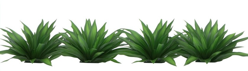Obraz premium A row of stylized green plants, resembling grass or foliage, arranged for decorative purposes.