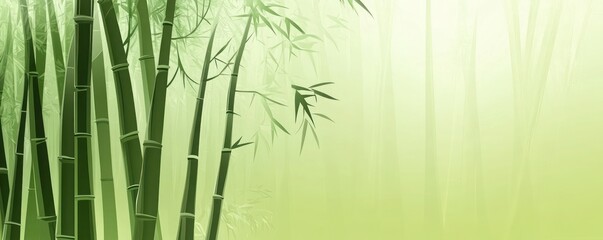 A serene bamboo forest with soft green hues, evoking tranquility and nature.