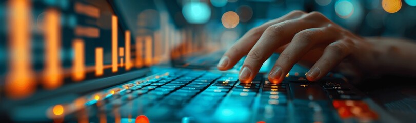 Modern Businessman Calculating Financial Data with Growth Chart in High Tech Office Environment