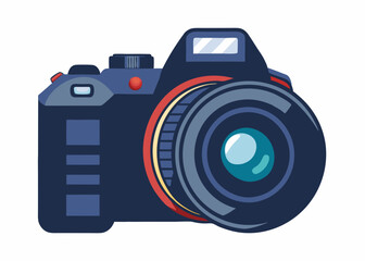  DSLR camera with a telephoto lens on a white background 