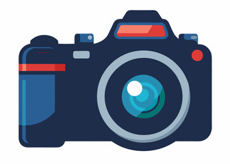  DSLR camera with a telephoto lens on a white background 