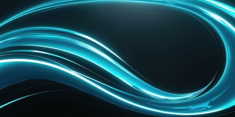 Abstract blue light trails, curved neon lines, dark background, futuristic, dynamic, energy flow, digital art, sleek, minimalist, glowing effects, motion blur, high contrast, cyberpunk aesthetic, smoo