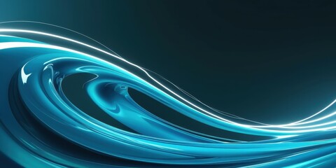 Abstract blue light trails, curved neon lines, dark background, futuristic, dynamic, energy flow, digital art, sleek, minimalist, glowing effects, motion blur, high contrast, cyberpunk aesthetic, smoo