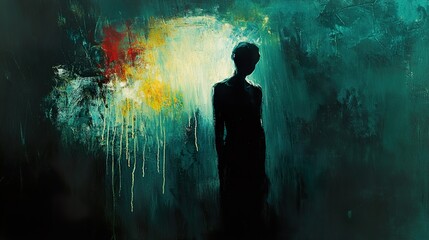 Abstract Silhouette Painting: Woman in Dark Green