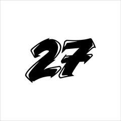 The number 27 is black on a white background