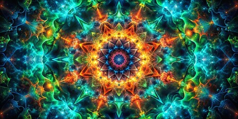 Fototapeta premium A kaleidoscopic fusion of vibrant hues, where ethereal patterns dance in a luminous symphony of color and light.