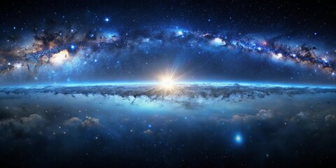 Celestial Horizon A Cosmic Symphony of Stars and Nebulas, Mirrored in the Vastness of Space