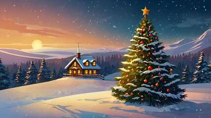 Christmas background and Christmas design Los Angeles 2024. Christmas tree. Holiday. Illustration for advertising postcards and cartoons

