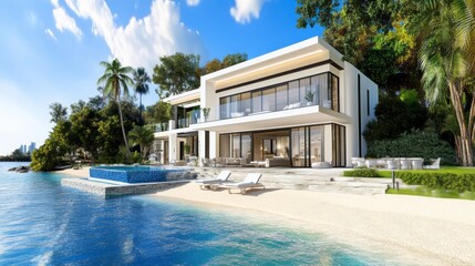 Fototapeta premium Coastal Luxury Home with Scenic Views