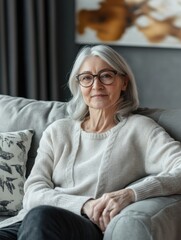 Obraz premium Woman in a cozy living room