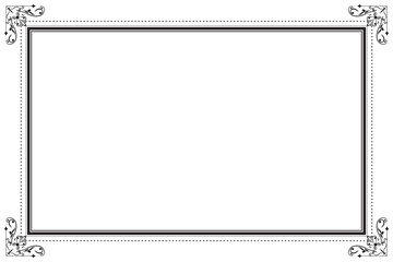 Elements of ornate vintage frames. Border black on white classic calligraphy swirls, floral motifs. Design print for greeting cards, wedding invitations, restaurant menu, royal certificates. Set 371