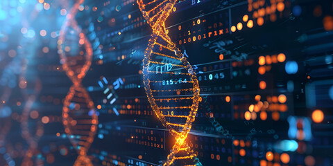 Genetic Grid: DNA Strand Interface" | "Digital DNA: Genetic Material Display"