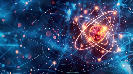 Obraz premium Illuminating Science: Close-Up of a Molecular Structure with Glowing Atoms and Bonds