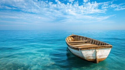 Naklejka premium Lonely Boat in Calm Waters