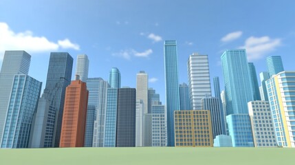 Fototapeta premium Modern City Skyline with Detailed Textures