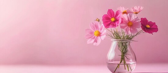 Naklejka premium Pink Cosmos Flowers in a Vase