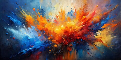 Obraz premium Abstract Expression of Vibrant Colors Exploding in a Symphony of Strokes and Drips