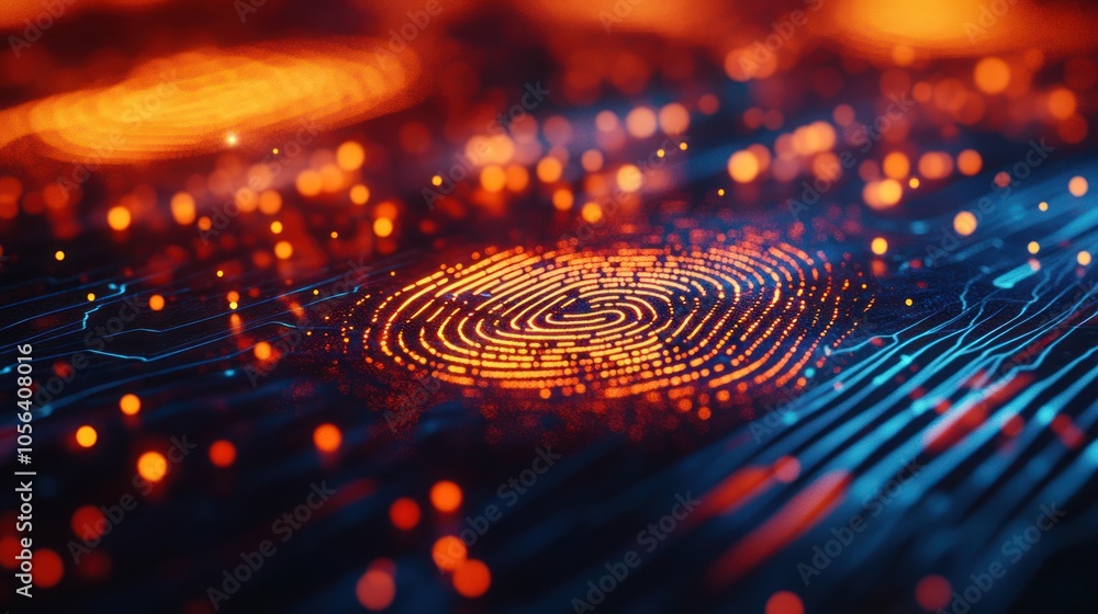 Poster abstract fingerprint with glowing lines
