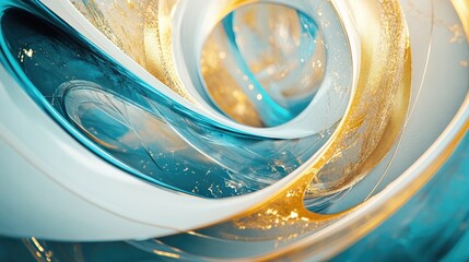 A high-end abstract in gold and teal, creating a surreal and refined visual that symbolizes luxury and sophistication