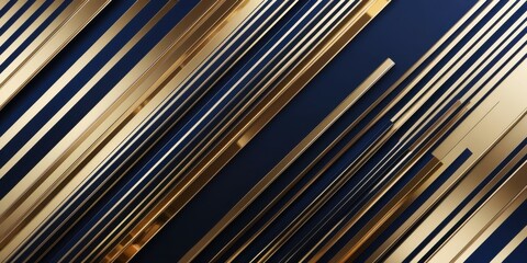 Obraz premium Diagonal stripes, gold and navy blue, metallic sheen, luxurious texture, abstract geometric pattern, high contrast, sleek modern design, reflective surface, minimalist elegance, corporate background, 