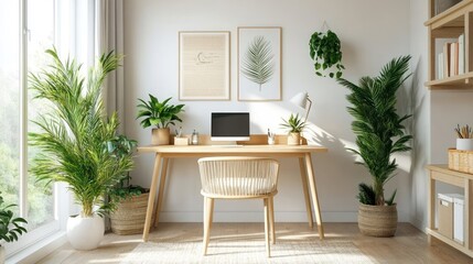 Fototapeta premium Modern Home Office with Plants