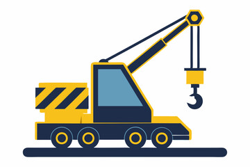  Yellow mobile crane silhouette on a white background