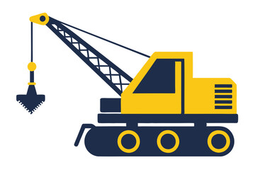  Yellow mobile crane silhouette on a white background