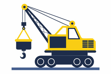  Yellow mobile crane silhouette on a white background