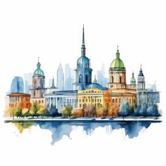 Fototapeta premium the AI Image Generator, building and church water color
