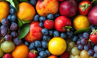 Fresh and vibrant fruits, colorful mix of nature bounty