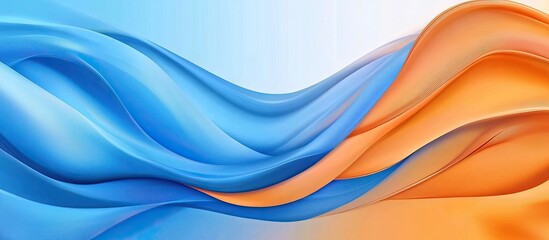 Abstract Blue and Orange Flowing Waves